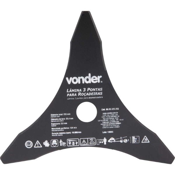 LÂMINA ROÇADEIRA 3 PONTAS 255 X 25,4 X 3,0MM 6805325255 VONDER