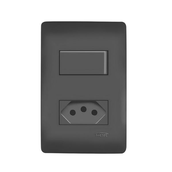INTERRUPTOR SIMPLES + TOMADA HABITAT BLACK PADRÃO 2P+T 10A 250V 4061 FAME