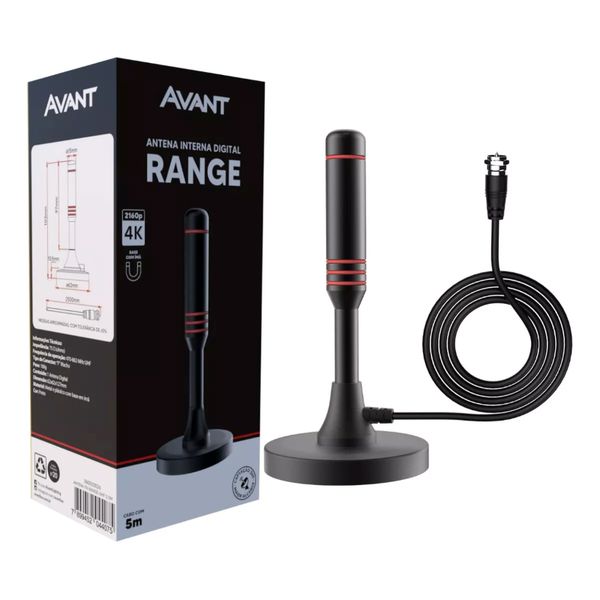 ANTENA DIGITAL RANGE HDTV BASE IMÃ CABO 2,5 METROS 360010026 AVANT