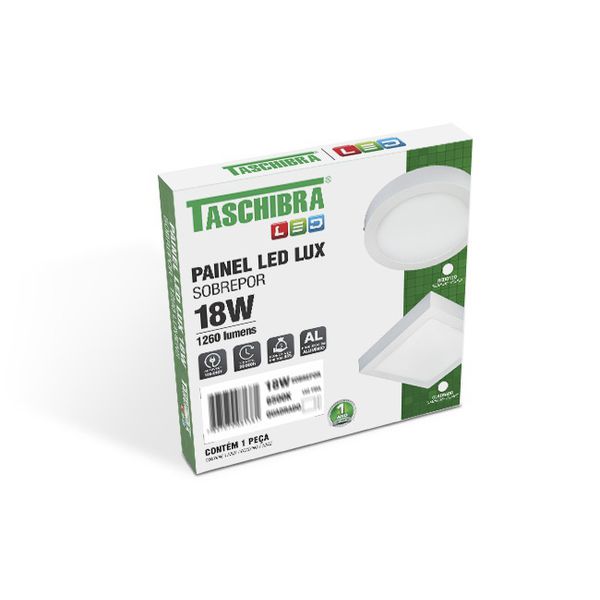 PAINEL LED REDONDO SOBREPOR 21.2X35 LUX 18W 6500K BRANCO 8130 TASCHIBRA