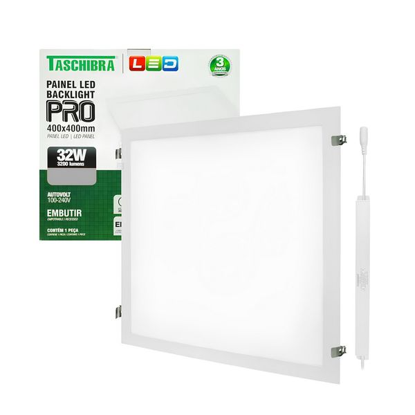 PAINEL LED QUADRADO EMBUTIR PRO 40X40 32W 6500K BRANCO 8850 TASCHIBRA