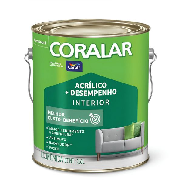 TINTA CORALAR ACRÍLICA MAIS DESEMPENHO BRANCO GELO 3,6 LITROS 5202280 CORAL
