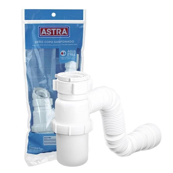 SIFÃO SANFONADO UNIVERSAL TIPO COPO BRANCO SSUC*BR1 ASTRA