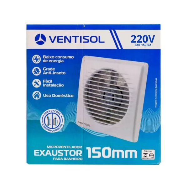 EXAUSTOR PARA BANHEIRO EXB 150MM 20W 220V BRANCO EXB 150-02 VENTISOL
