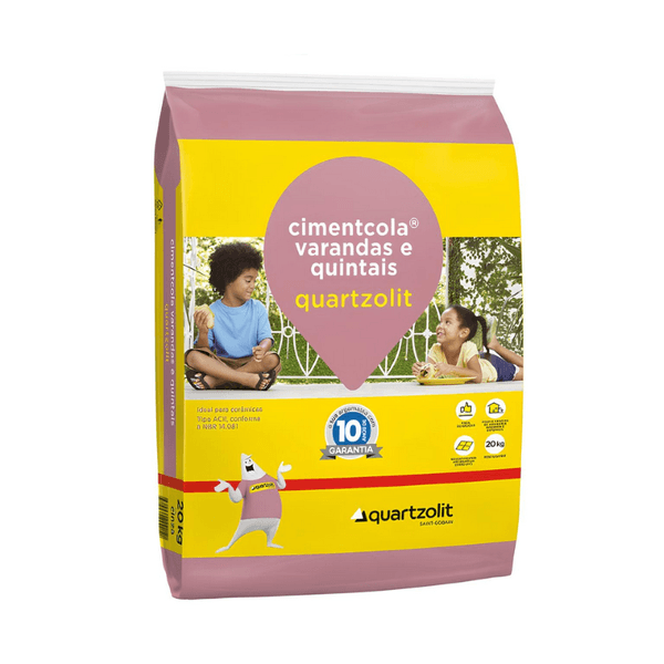 ARGAMASSA CIMENTCOLA VARANDAS E QUINTAIS AC2 20KG CINZA 0309000010020PL QUARTZOLIT