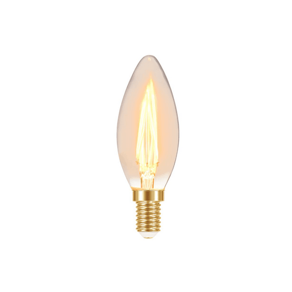 LÂMPADA LED ÂMBAR FILAMENTO VINTAGE VELA B35 E-14 3W 2200K 220V 9562 TASCHIBRA