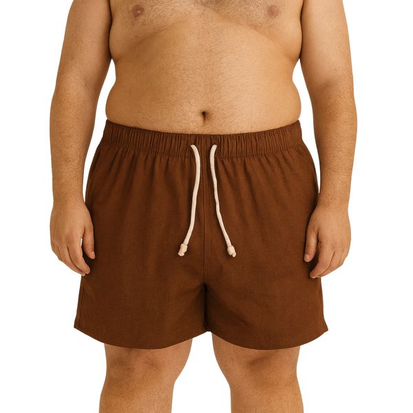 Bermuda Linho Premiun Masculina Marrom Plus Size