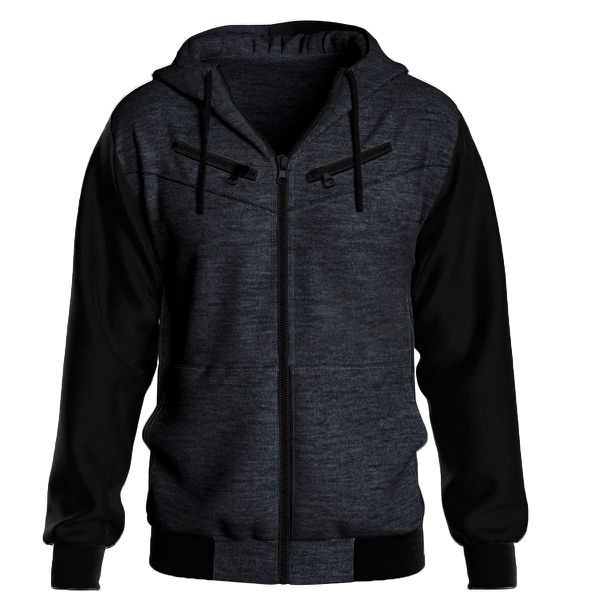 Jaqueta De Moletom 3 Ziper Cinza Escuro Masculina