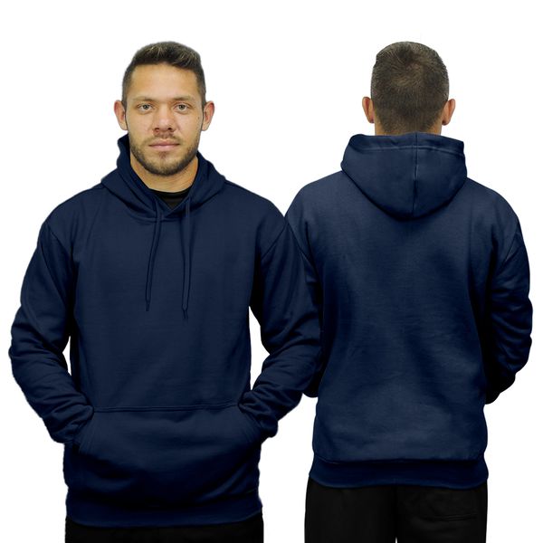 Marinho Masculino Moletom Canguru Azul Marinho Moletom Blusa