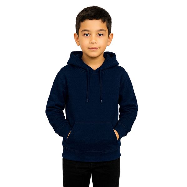 Blusa De Moletom Canguru e Capuz Azul Marinho Infantil