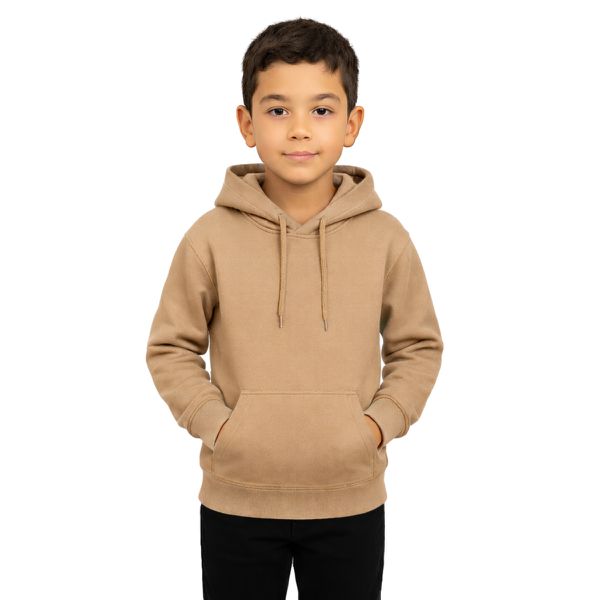 Blusa De Moletom Canguru e Capuz Bege Infantil