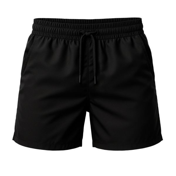 Short Moda Praia Tactel Leve Preto Liso