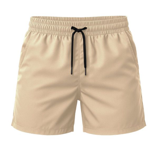 Short Moda Praia Tactel Leve Bege Liso