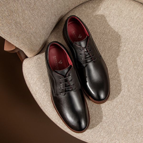 Sapato Masculino Derby Sola De Couro Look Preto Rambourg