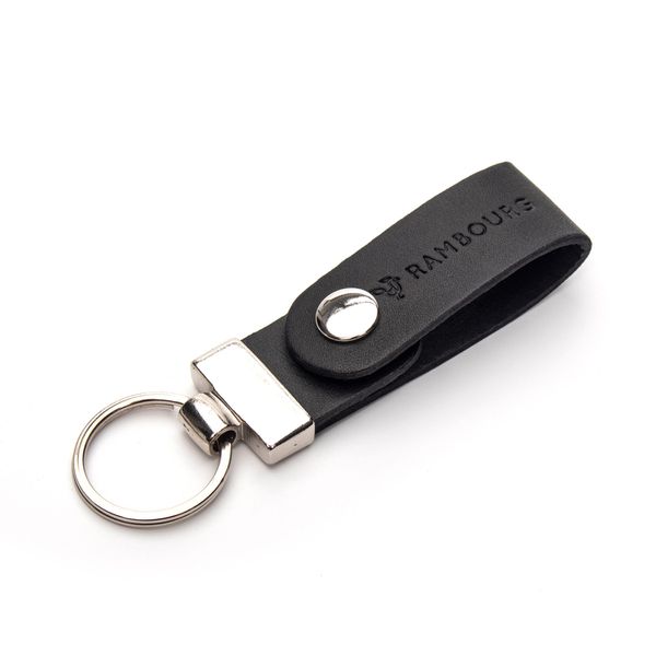 Chaveiro em Couro com Botão Preto