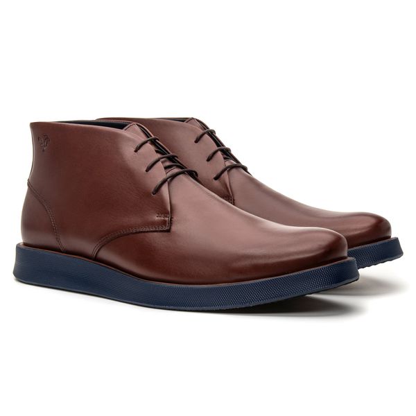 Bota Masculina Ankle Boot Cheville Castanho Rambourg Sapatos em Couro