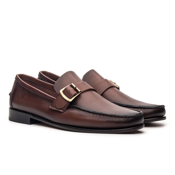 Sapato Mocassim Argentino Em Couro Sola De Couro Com Absolut Castanho