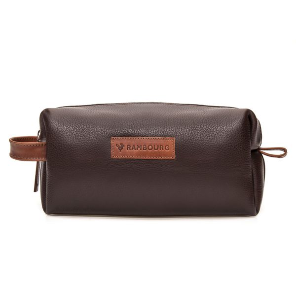 Necessaire Em Couro com 1 Divisória Café Atacado