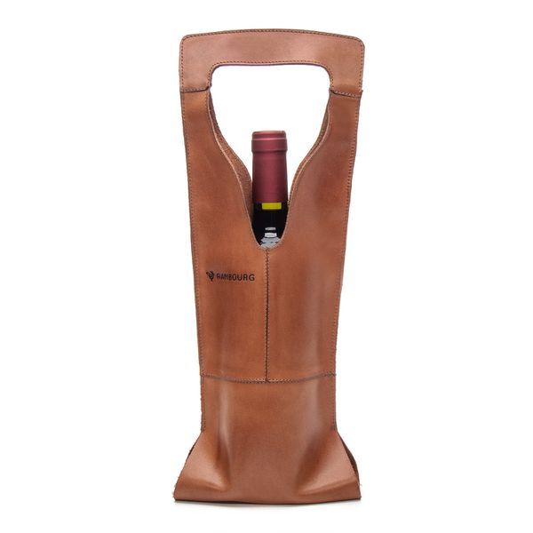 Porta Vinhos em Couro Caramelo