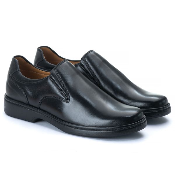 Sapato Comfort Masculino em Couro Preto 2005