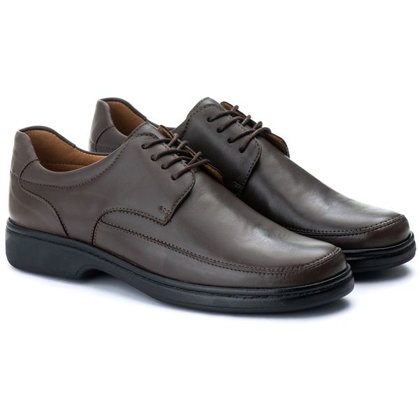 Sapato Comfort Masculino em Couro Café 2008