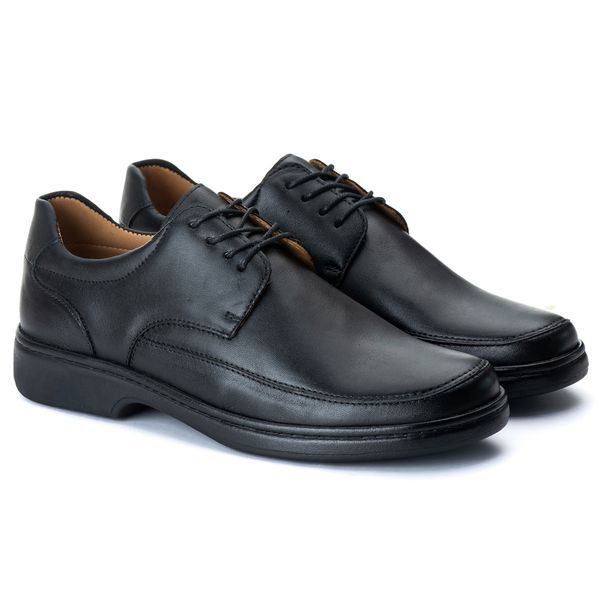 Sapato Comfort Masculino em Couro Preto 2008