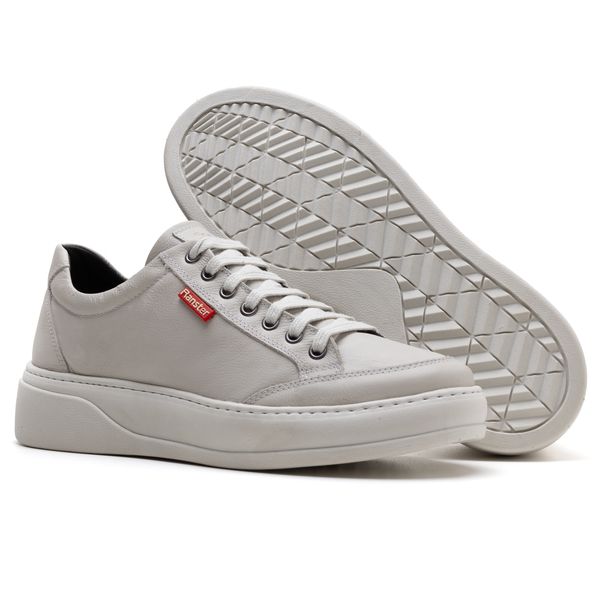 Tênis Couro Masculino Comfort Gelo 3026