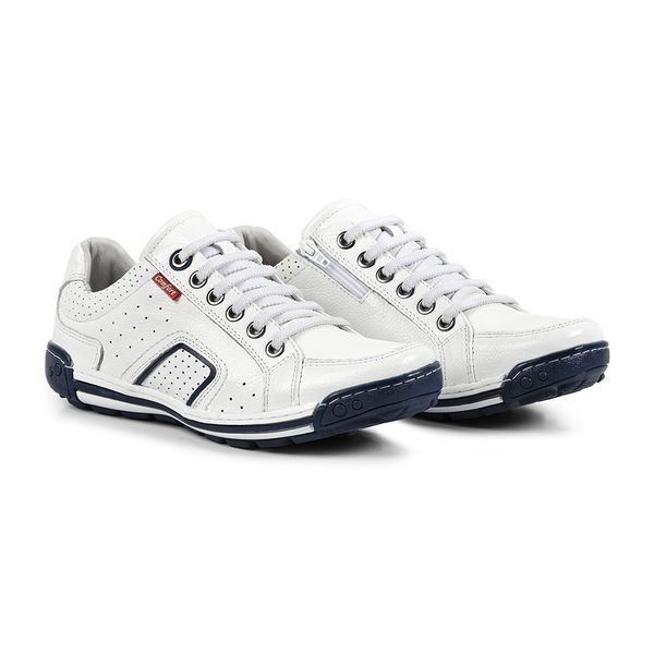 Sapatênis Masculino Couro Branco Comfort 3025
