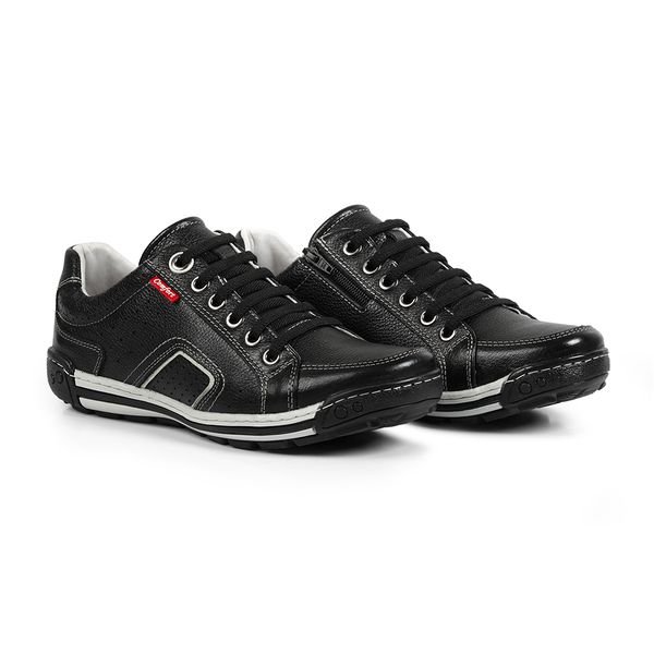 Sapatênis Masculino Couro Preto Comfort 3025
