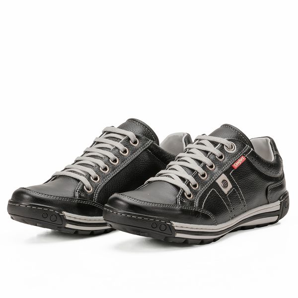Sapatênis Masculino Couro Preto Comfort 3031