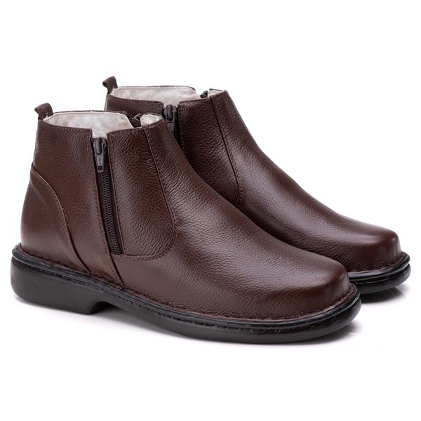 Botina Comfort Couro Café Floter Comfort 4002