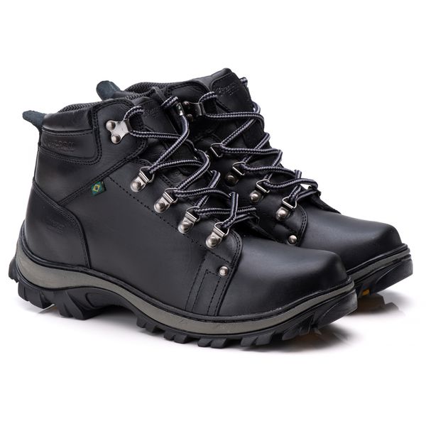 Bota Adventure Couro Preta Comfort 5010