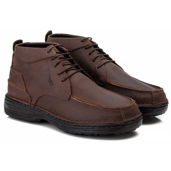 Bota Comfort Masculino em Couro Rústico Pinhão 8004