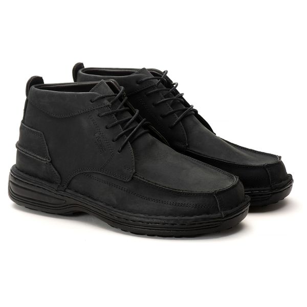 Bota Comfort Masculino em Couro Rústico Preto 8004