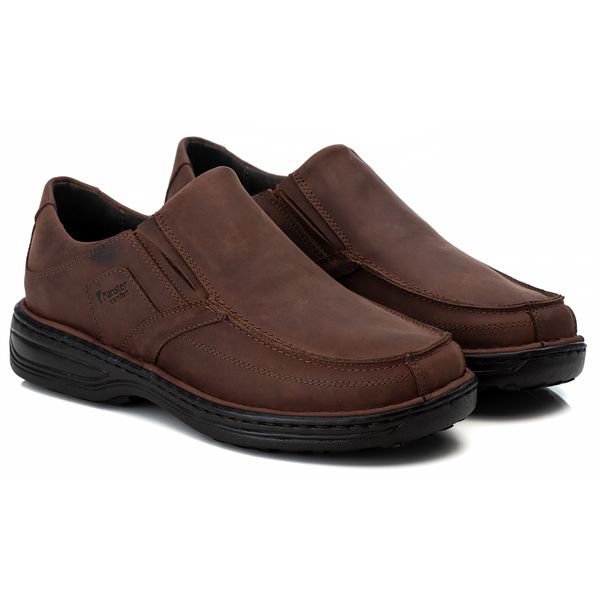 Sapato Comfort Masculino em Couro Rústico Pinhão 8005