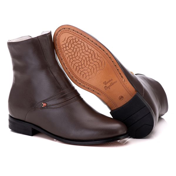 Bota Masculina Em Couro Mestiço Café Comfort 6501