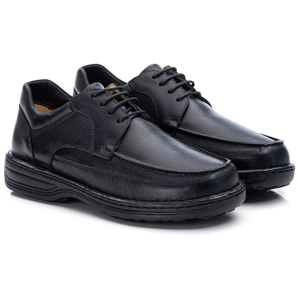 Sapato Comfort Masculino em Couro Preto 8002