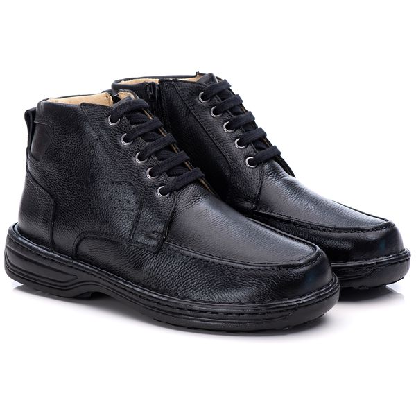 Bota Comfort Masculino em Couro Preto 8003