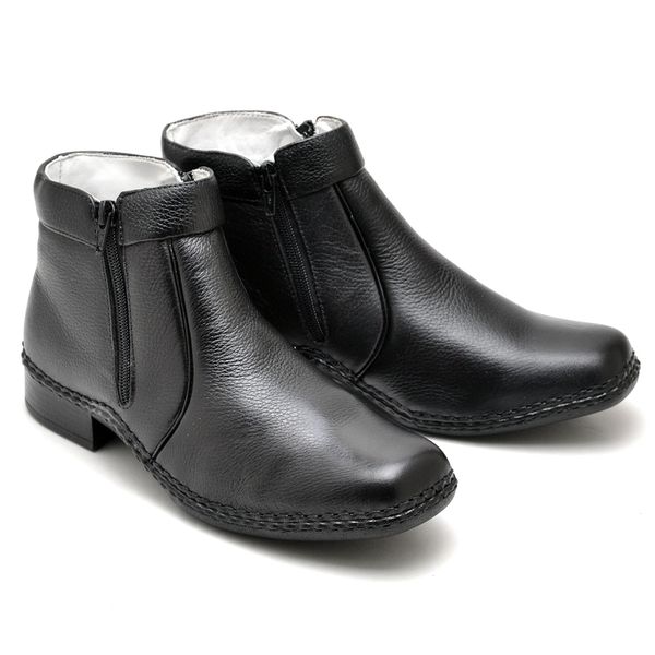 Botina Couro Floter Preto Comfort 1600
