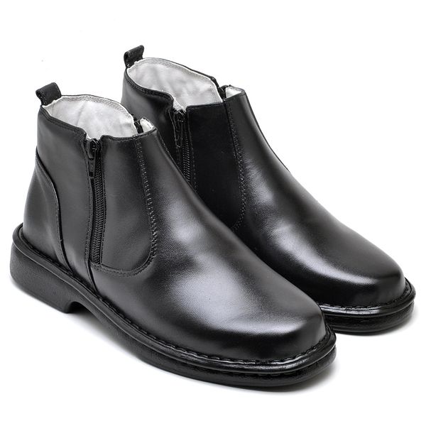 Botina Comfort Couro de Carneiro Preta Comfort 4000