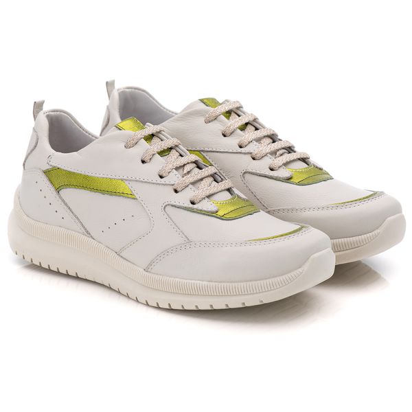 Tênis Feminino Couro Branco/Verde TF210