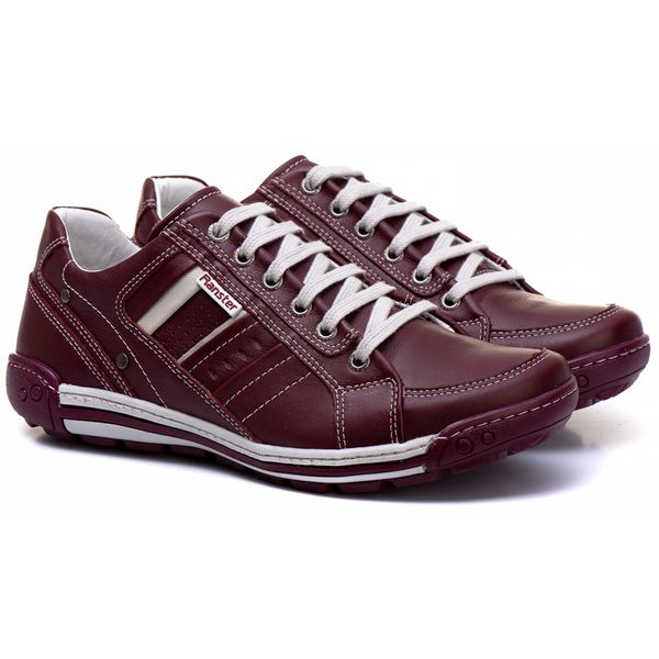Sapatênis Masculino Couro Bordô Comfort 3005