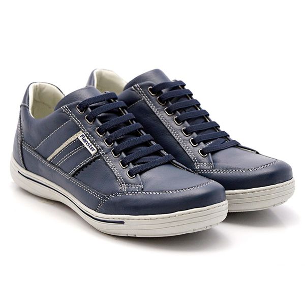 Sapatênis Masculino Couro Azul Comfort 3008