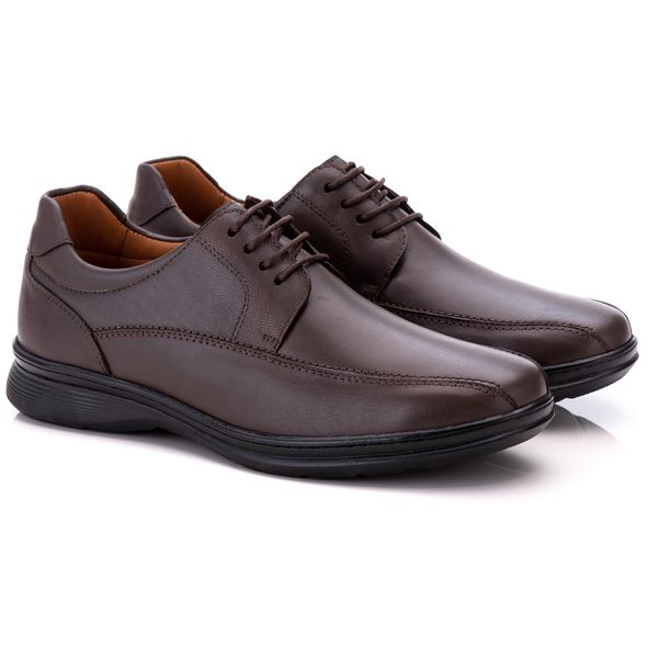 Sapato Social Comfort Masculino em Couro Café 025