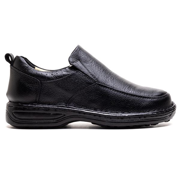 Sapato Comfort Ransterine Masculino em Couro Preto 