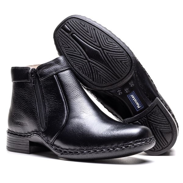 Botina Couro de Carneiro Ransterine Preto Comfort Ransterine