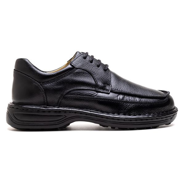 Sapato Comfort Ransterine Masculino em Couro Preto 