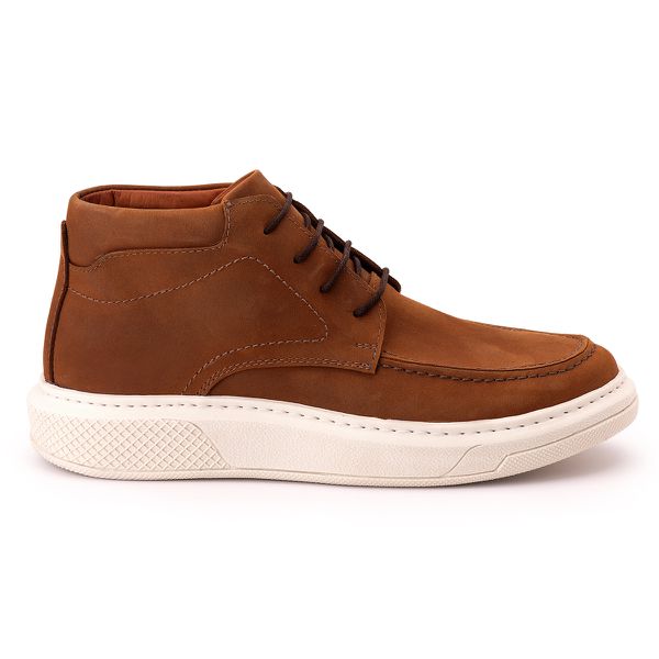 Bota Comfort Masculina Em Couro Rústico Castor