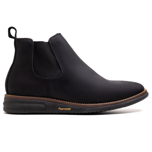 Botina Masculina Ultra Comfort em Couro Rústico Preto
