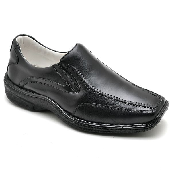 Sapato Comfort Ransterine Masculino em Couro Preto 